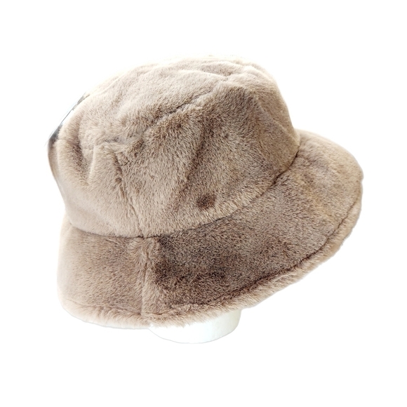 Sprigs Reversible Faux Fur and Sherpa Bucket Hat Adjustable Taupe Black NEW NWT - Picture 2 of 16